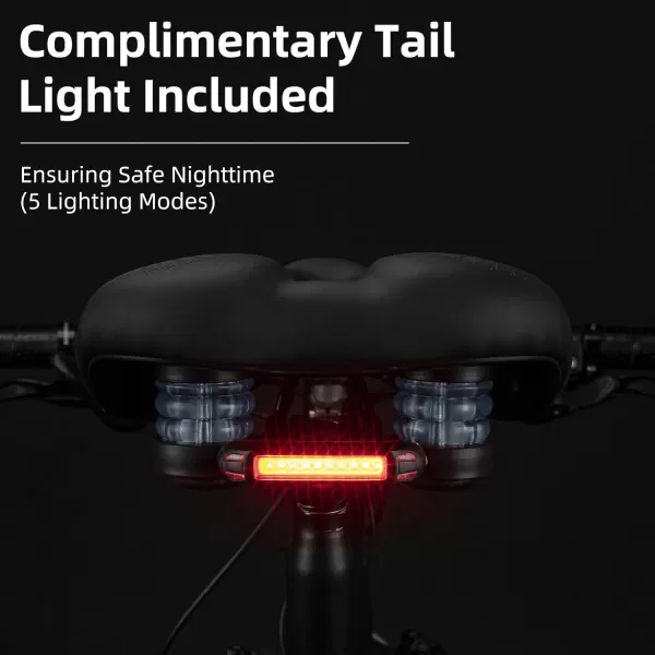 imageROCKBROS Bike Seat for Men Women Comfort Wide Gel Bike Seat ReplacementBreathable Waterproof Padded Bicycle Saddle Compatible with CruiserMountainFat BikesBlackTail Light