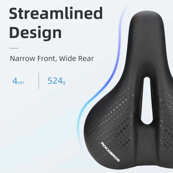 imageROCKBROS Bike Seat for Men Women Comfort Wide Gel Bike Seat ReplacementBreathable Waterproof Padded Bicycle Saddle Compatible with CruiserMountainFat BikesBlackTail Light