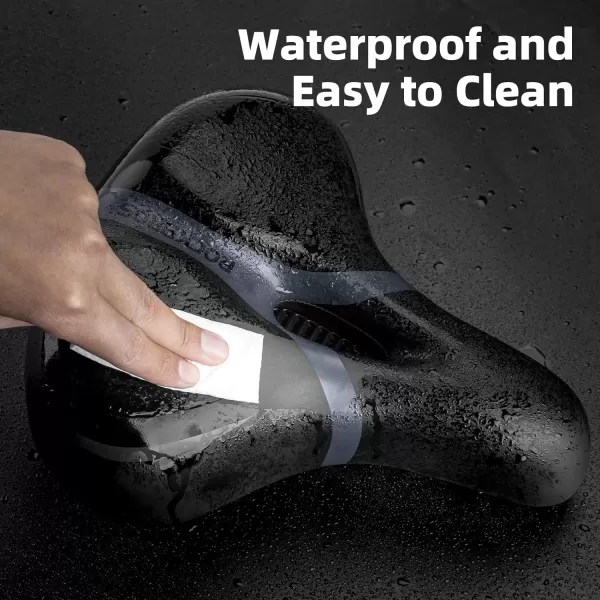 imageROCKBROS Bike Seat for Men Women Comfort Wide Gel Bike Seat ReplacementBreathable Waterproof Padded Bicycle Saddle Compatible with CruiserMountainFat BikesBlack