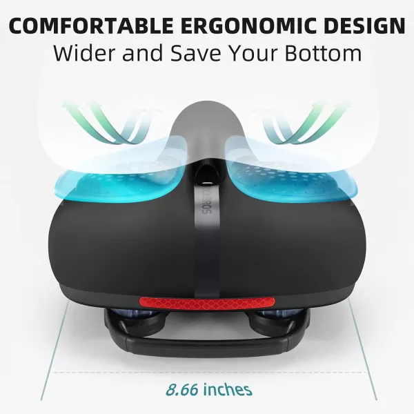 imageROCKBROS Bike Seat for Men Women Comfort Wide Gel Bike Seat ReplacementBreathable Waterproof Padded Bicycle Saddle Compatible with CruiserMountainFat BikesBlack