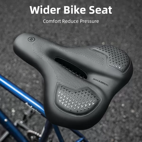 imageROCKBROS Bike Seat for Men Women Comfort Wide Gel Bike Seat ReplacementBreathable Waterproof Padded Bicycle Saddle Compatible with CruiserMountainFat BikesBlackGel