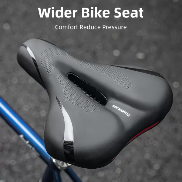 imageROCKBROS Bike Seat for Men Women Comfort Wide Gel Bike Seat ReplacementBreathable Waterproof Padded Bicycle Saddle Compatible with CruiserMountainFat BikesBlackFoam