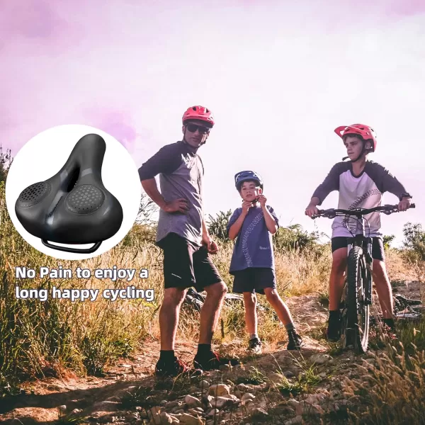 imageROCKBROS Bike Seat for Men Women Comfort Wide Gel Bike Seat ReplacementBreathable Waterproof Padded Bicycle Saddle Compatible with CruiserMountainFat BikesBlack