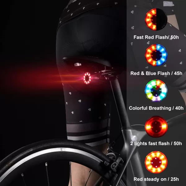 imageROCKBROS Bike Tail Light Rear Bike Light Rechargeable Bike Rear Light Waterproof Bike Taillight