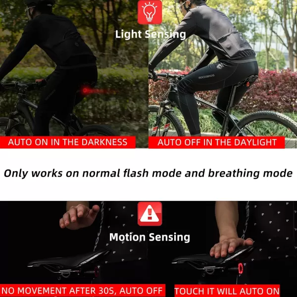 imageROCKBROS Bike Tail Light SmartBrake Sensing Bicycle Rear Lights for Night RideUltra Bright LED Back LightsType C USB RechargeableIPX6 WaterproofCycling Safety Taillight Accessories