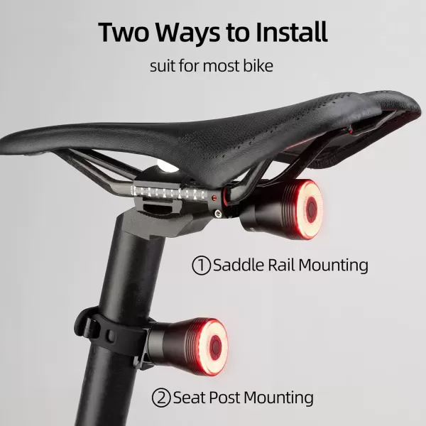 imageROCKBROS Bike Tail Light SmartBrake Sensing Bicycle Rear Lights for Night RideUltra Bright LED Back LightsType C USB RechargeableIPX6 WaterproofCycling Safety Taillight Accessories