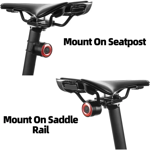 imageROCKBROS Bike Tail Light USB Rechargeable Bicycle Taillight Auto On Off Sensor IPX6 Waterproof Bike Rear Lights for Night Riding and Bicycle Safety 4 Light Modes Cycling Safety Light