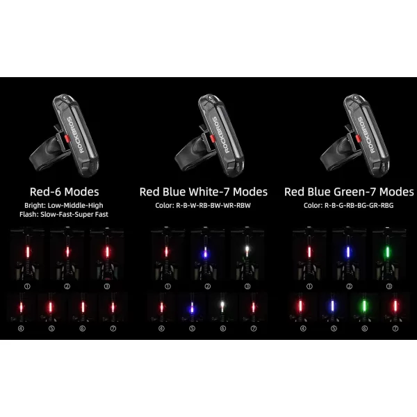 imageROCKBROS Bike Tail Light USB Rechargeable LED Bike Rear Light 6 Modes IPX4 Bike Taillight for Night RidingRed  6 Modes