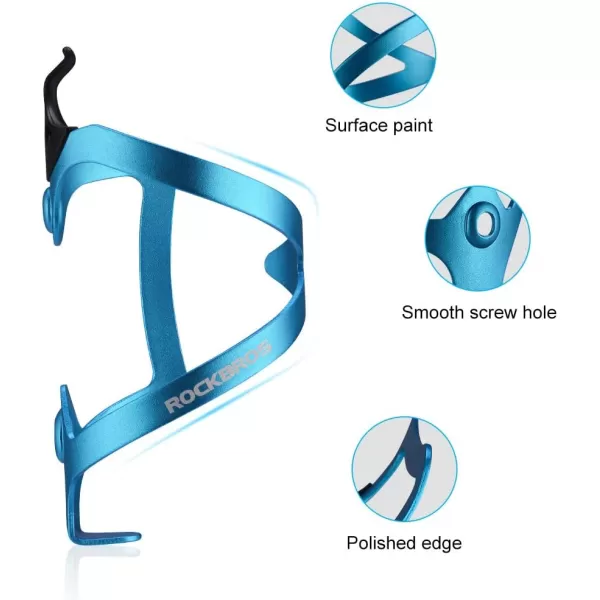 imageROCKBROS Bike Water Bottle Cages Bicycle Water Bottle Holder Lightweight Aluminum Alloy Bike Bottle Bracket for Road and Mountain Bike2PackBlue