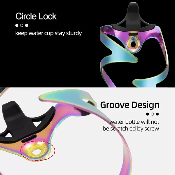 imageROCKBROS Bike Water Bottle Cages Bicycle Water Bottle Holder Lightweight Aluminum Alloy Bike Bottle Bracket for Road and Mountain Bike2PackRainbow Color