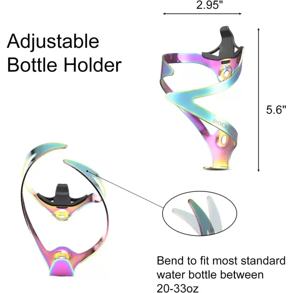 imageROCKBROS Bike Water Bottle Cages Bicycle Water Bottle Holder Lightweight Aluminum Alloy Bike Bottle Bracket for Road and Mountain Bike2PackRainbow Color
