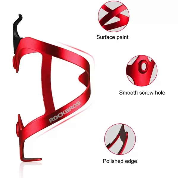 imageROCKBROS Bike Water Bottle Cages Bicycle Water Bottle Holder Lightweight Aluminum Alloy Bike Bottle Bracket for Road and Mountain Bike2PackRed