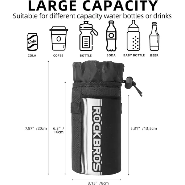 imageROCKBROS Bike Water Bottle Holder Bag Bike Bag Handlebar Stem Bag Bicycle Cup Drink Holder Insulated Stem Bag Food Snack Bike Accessories Storage Pouch Bag for Mountain Road Bike