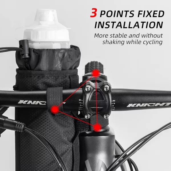 imageROCKBROS Bike Water Bottle Holder Bag Bike Bag Handlebar Stem Bag Bicycle Cup Drink Holder Insulated Stem Bag Food Snack Bike Accessories Storage Pouch Bag for Mountain Road Bike