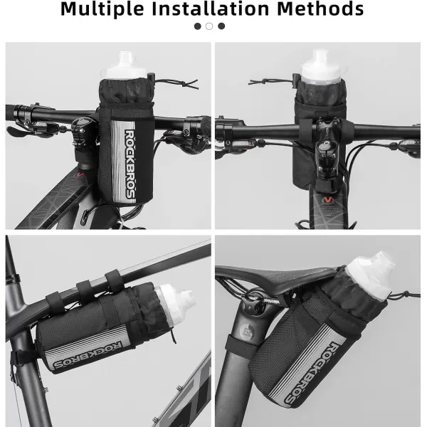imageROCKBROS Bike Water Bottle Holder Bag Bike Bag Handlebar Stem Bag Bicycle Cup Drink Holder Insulated Stem Bag Food Snack Bike Accessories Storage Pouch Bag for Mountain Road Bike