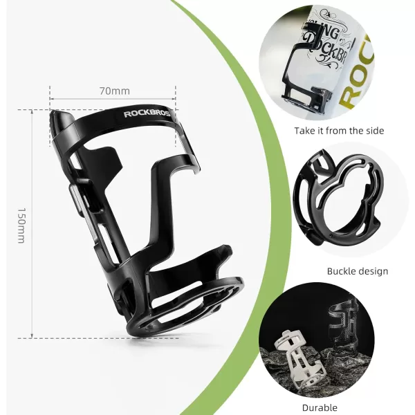 imageROCKBROS Bike Water Bottle Holder Lightweight Bottle Cage Slide Entry Bicycle Cup Holder Adjustable Drink Holder Rack for MTB Road Bike Black1Black