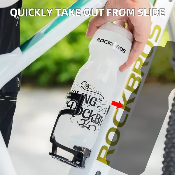 imageROCKBROS Bike Water Bottle Holder Lightweight Bottle Cage Slide Entry Bicycle Cup Holder Adjustable Drink Holder Rack for MTB Road Bike Black1Black