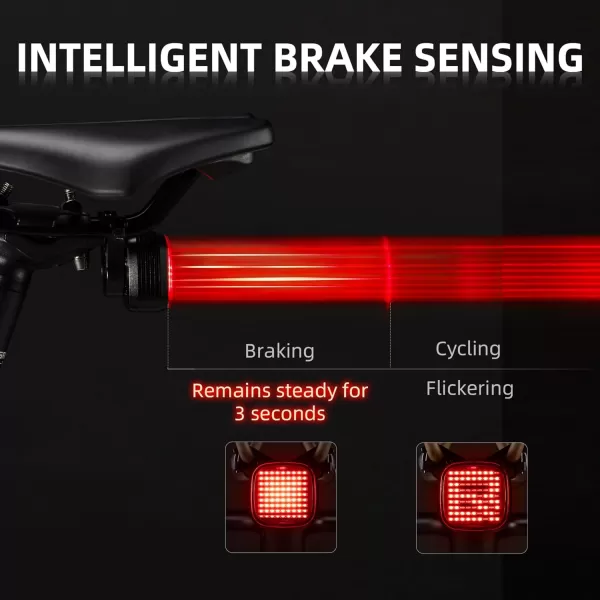 imageROCKBROS Break Sensing Bike Light Smart Bike Tail Light Rechargeable 12 Lighting Modes IPX6 Waterproof Co Frequency Bike Light