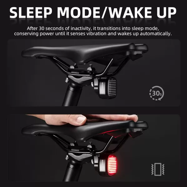 imageROCKBROS Break Sensing Bike Light Smart Bike Tail Light Rechargeable 12 Lighting Modes IPX6 Waterproof Co Frequency Bike Light