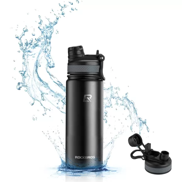 imageROCKBROS Insulated Water Bottle with Straw Stainless Steel Sports Water Cup Flask Leak Proof with Handle Keep Warm and Cold for Hiking Cycling Bike Travel School Sports GymBlack