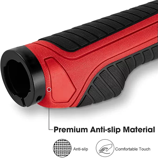 imageROCKBROS Mountain Bike Grips Handlebar Bicycle Handlebar Grips Bike Handle Grips Double Aluminum Clamp Lock On Grips for MTB BMX Mountain Bike Handle Bar Ends Black Grey Red GreenBlack Red