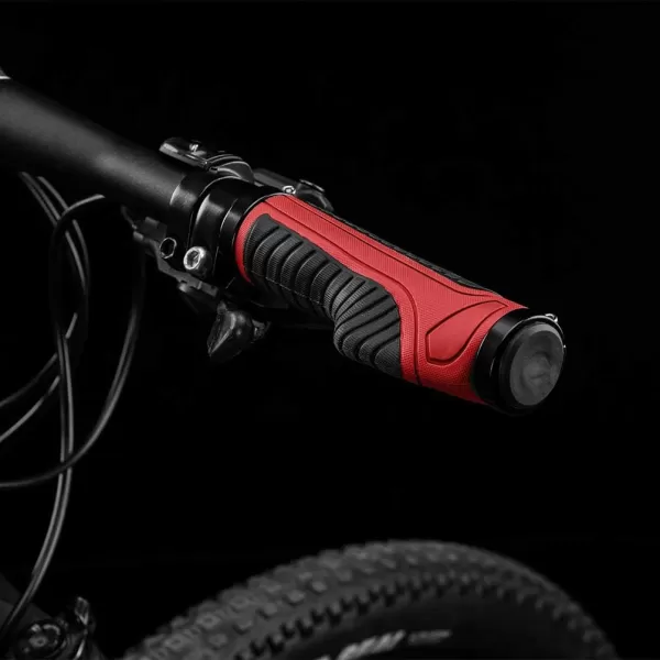 imageROCKBROS Mountain Bike Grips Handlebar Bicycle Handlebar Grips Bike Handle Grips Double Aluminum Clamp Lock On Grips for MTB BMX Mountain Bike Handle Bar Ends Black Grey Red GreenBlack Red