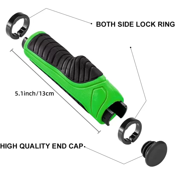 imageROCKBROS Mountain Bike Grips Handlebar Bicycle Handlebar Grips Bike Handle Grips Double Aluminum Clamp Lock On Grips for MTB BMX Mountain Bike Handle Bar Ends Black Grey Red GreenBlack Green