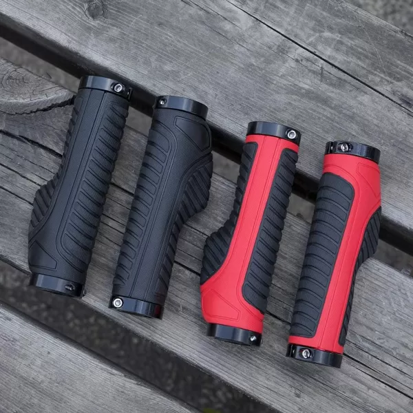 imageROCKBROS Mountain Bike Grips Handlebar Bicycle Handlebar Grips Bike Handle Grips Double Aluminum Clamp Lock On Grips for MTB BMX Mountain Bike Handle Bar Ends Black Grey Red GreenBlack Red