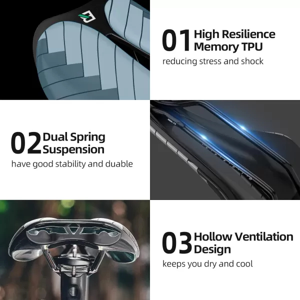 imageROCKBROS Mountain Bike Seat Bicycle Saddle Comfortable Memory TPU Cushion for Road MTB ebike Riding Specializedgray
