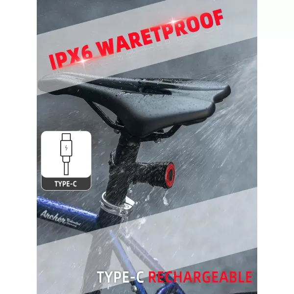 imageROCKBROS Smart Bike Tail Light Brake Sensing Bicycle Rear Lights for Night Riding with IPX6 Waterproof Type C USB RechargeableR3