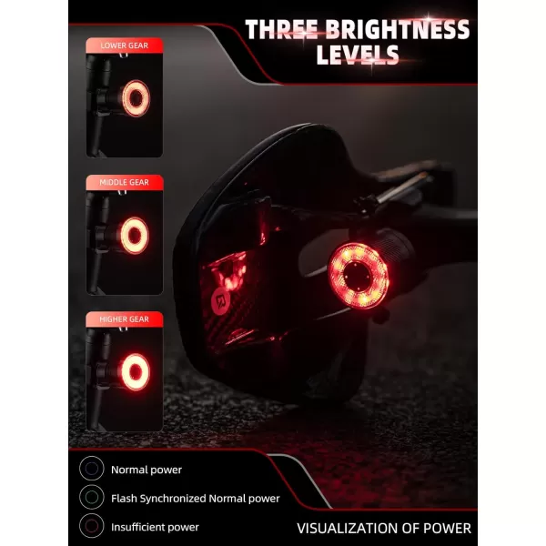 imageROCKBROS Smart Bike Tail Light Brake Sensing Bicycle Rear Lights for Night Riding with IPX6 Waterproof Type C USB RechargeableR3