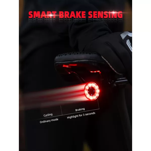 imageROCKBROS Smart Bike Tail Light Brake Sensing Bicycle Rear Lights for Night Riding with IPX6 Waterproof Type C USB RechargeableR3