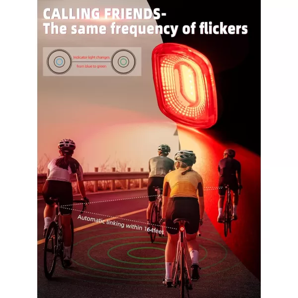 imageROCKBROS Smart Bike Tail Light Brake Sensing Bicycle Rear Lights for Night Riding with IPX6 Waterproof Type C USB RechargeableR5