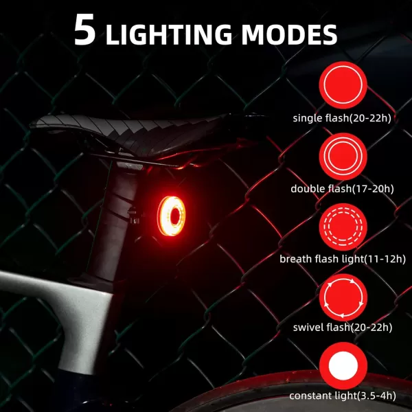 imageROCKBROS Smart Bike Tail Light Break Sensing Bike Light Rechargeable Waterproof Auto OnOff Ultra Bright LED
