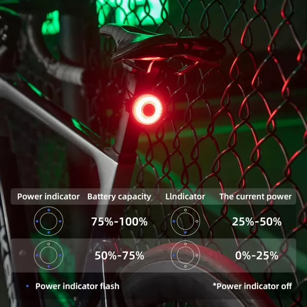 imageROCKBROS Smart Bike Tail Light Break Sensing Bike Light Rechargeable Waterproof Auto OnOff Ultra Bright LED