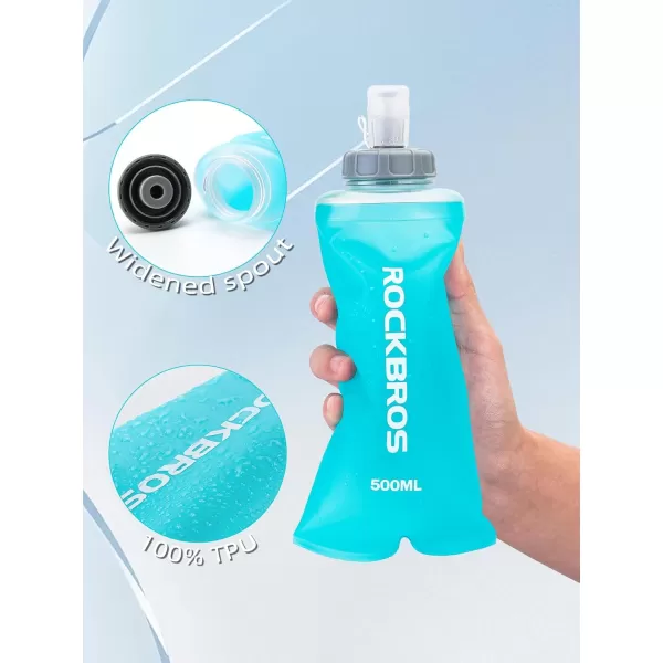 imageROCKBROS Soft Flask Collapsible Running Water Bottle Flexible TPU Folding Running Flask for Hydration Pack 17 oz 500 ml Folding Water Bottle for Running Hiking Cycling  Ski Water Bottles