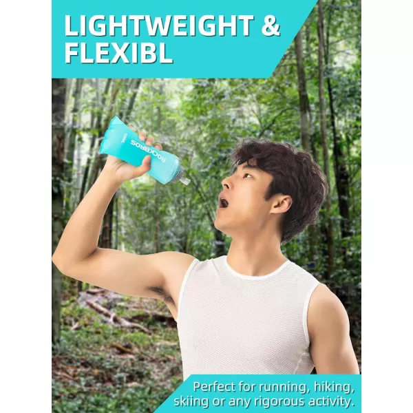 imageROCKBROS Soft Flask Collapsible Running Water Bottle Flexible TPU Folding Running Flask for Hydration Pack 17 oz 500 ml Folding Water Bottle for Running Hiking Cycling  Ski Water Bottles