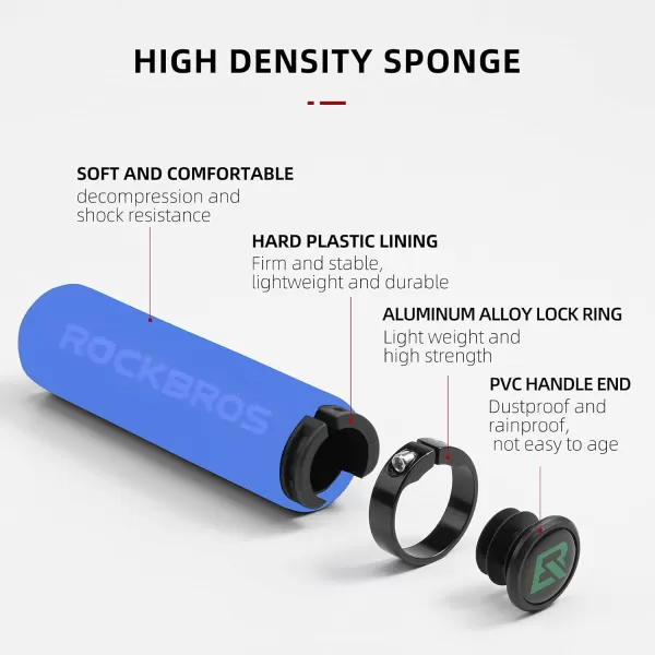 imageRock BROS Bike Grips Foam Single Lock on Bicycle Handle Bar Soft Comfortable NonSlip Bike Handle Grips for BMX Mountain MTB Beach Cruiser ScooterBlueBlack