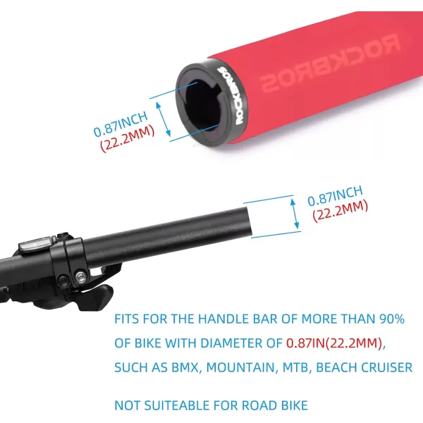 imageRock BROS Bike Grips Foam Single Lock on Bicycle Handle Bar Soft Comfortable NonSlip Bike Handle Grips for BMX Mountain MTB Beach Cruiser ScooterRedBlack