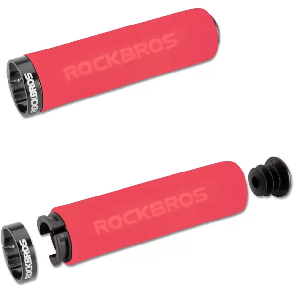 imageRock BROS Bike Grips Foam Single Lock on Bicycle Handle Bar Soft Comfortable NonSlip Bike Handle Grips for BMX Mountain MTB Beach Cruiser ScooterRedBlack