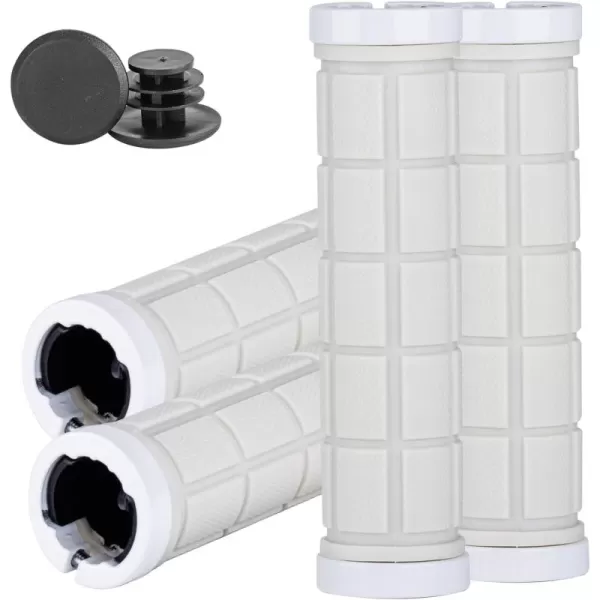 imageROCKBROS 4Pcs2 Pairs Bike Handlebar Grips Double Lock On Bike Grips Comfortable AntiSlip Bicycle Handlebar Grips for Mountain Bike BMX Bike Scooter Beach Cruiser Folding Bikewhite
