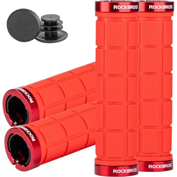 imageROCKBROS 4Pcs2 Pairs Bike Handlebar Grips Double Lock On Bike Grips Comfortable AntiSlip Bicycle Handlebar Grips for Mountain Bike BMX Bike Scooter Beach Cruiser Folding Bikered