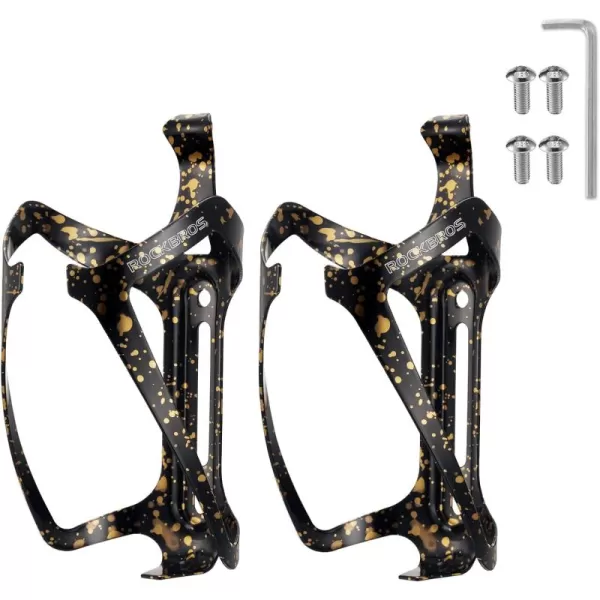 imageROCKBROS Bicycle Water Bottle Holder for Mountain Bike 2Pack Aluminum Bike Water Bottler Cage for Road BikesBlack