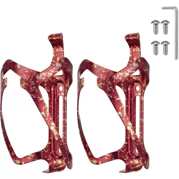 imageROCKBROS Bicycle Water Bottle Holder for Mountain Bike 2Pack Aluminum Bike Water Bottler Cage for Road BikesRed