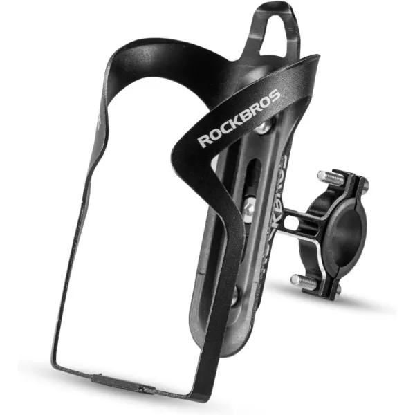 imageROCKBROS Bike Cup Holder 2in1 Bicycle Bottle Bracket Aluminum Alloy Water Bottle Cages Universal Rotation Cup Drink Holders for Bike Handlebars Motorcycle MTB Boat Walker Wheelchair StrollerBlack