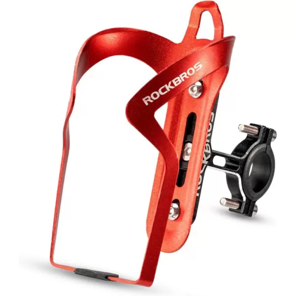 imageROCKBROS Bike Cup Holder 2in1 Bicycle Bottle Bracket Aluminum Alloy Water Bottle Cages Universal Rotation Cup Drink Holders for Bike Handlebars Motorcycle MTB Boat Walker Wheelchair StrollerRed