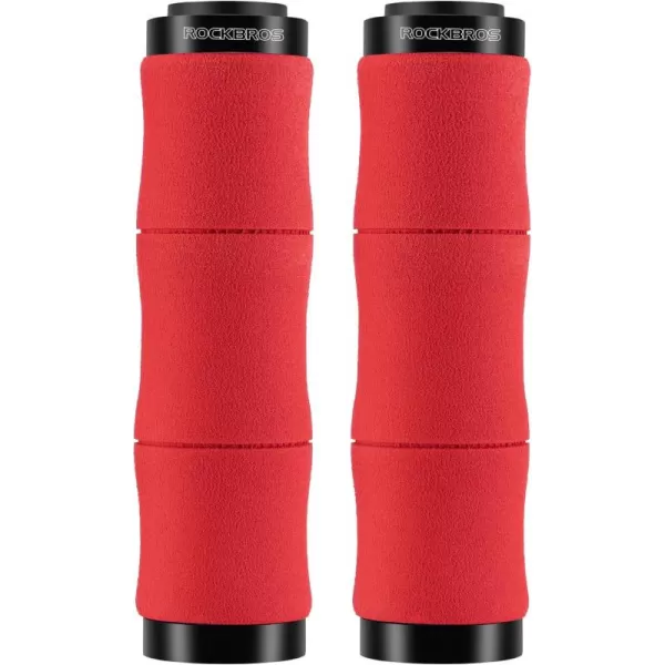 imageROCKBROS Bike Grips Shock Absorption Foam Bike Handle Grips Soft Comfortable NonSlip Double Locked on Mountain Bike Grips for BMX MTB Mountain Beach Cruiser Scooter Ebikered
