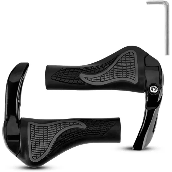 imageROCKBROS Bike Grips Single Lockon Bicycle Handle Bar Ergonomics NonSlip Mountain Bike Handlebar Comfortable ampamp Shock Absorption Rubber Grips for BMX MTB Beach Cruiser ScooterBlack 2
