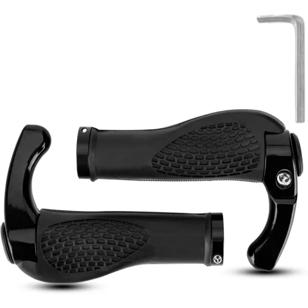 imageROCKBROS Bike Grips Single Lockon Bicycle Handle Bar Ergonomics NonSlip Mountain Bike Handlebar Comfortable ampamp Shock Absorption Rubber Grips for BMX MTB Beach Cruiser ScooterBlack 1