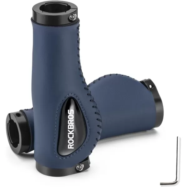 imageROCKBROS Bike Handle Grips Ergonomics Design Soft Gel Dual Lock on Bicycle Handlebar Grips for Mountain MTB MBX Bike Electric Scooterblue